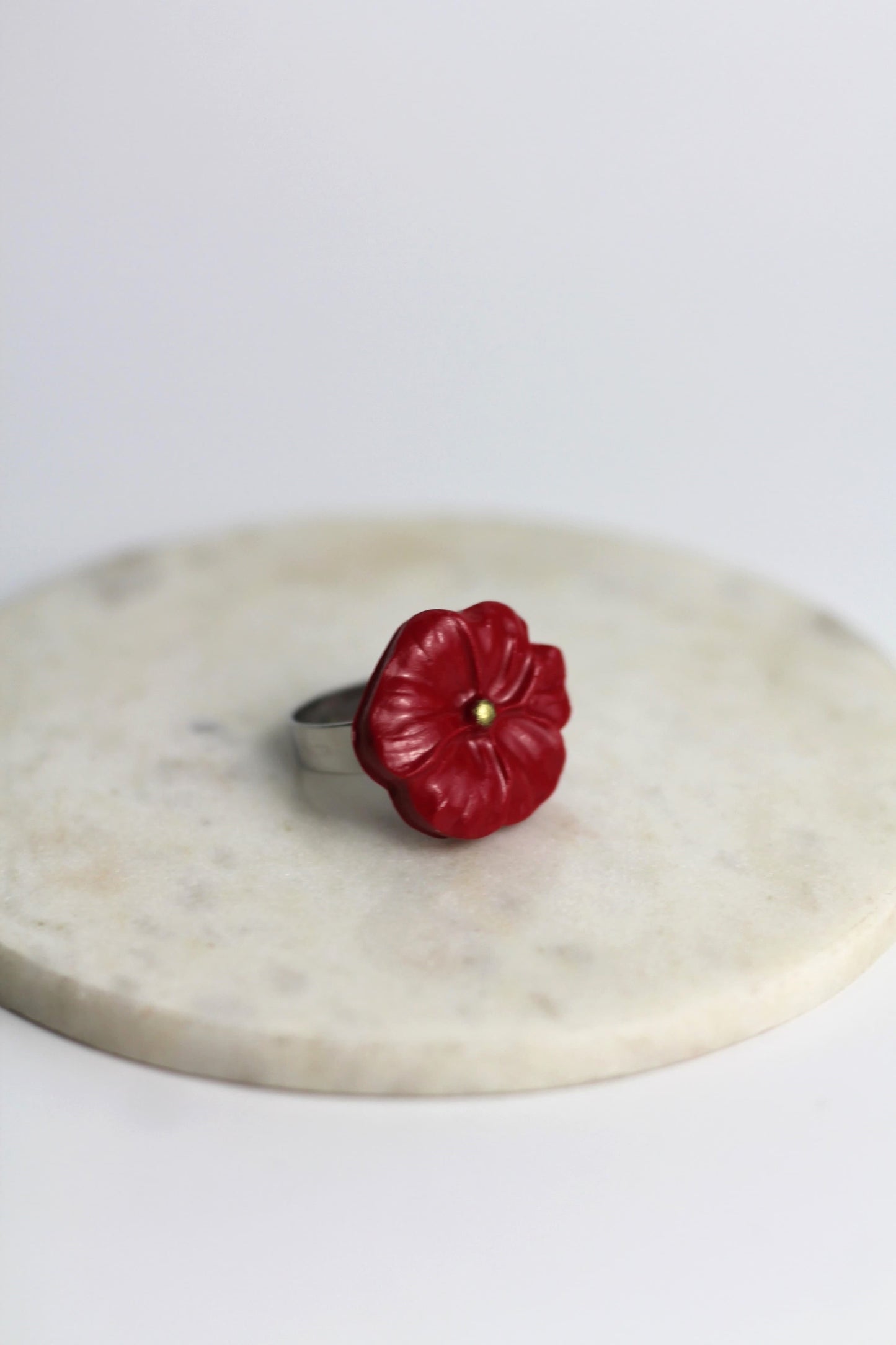 Flower Power ring (adjustable) - Poppy