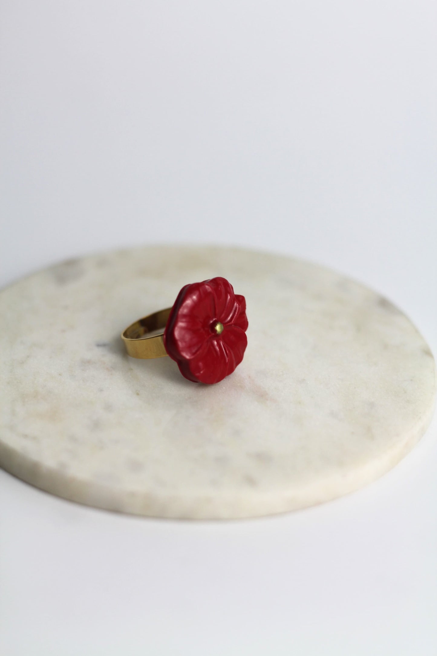 Flower Power ring (adjustable) - Poppy