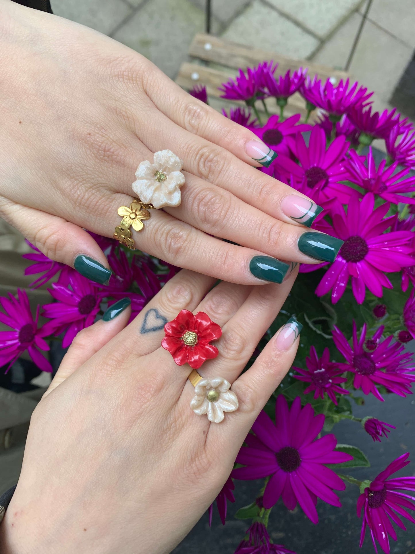 Flower Power ring (adjustable) - Fireweed
