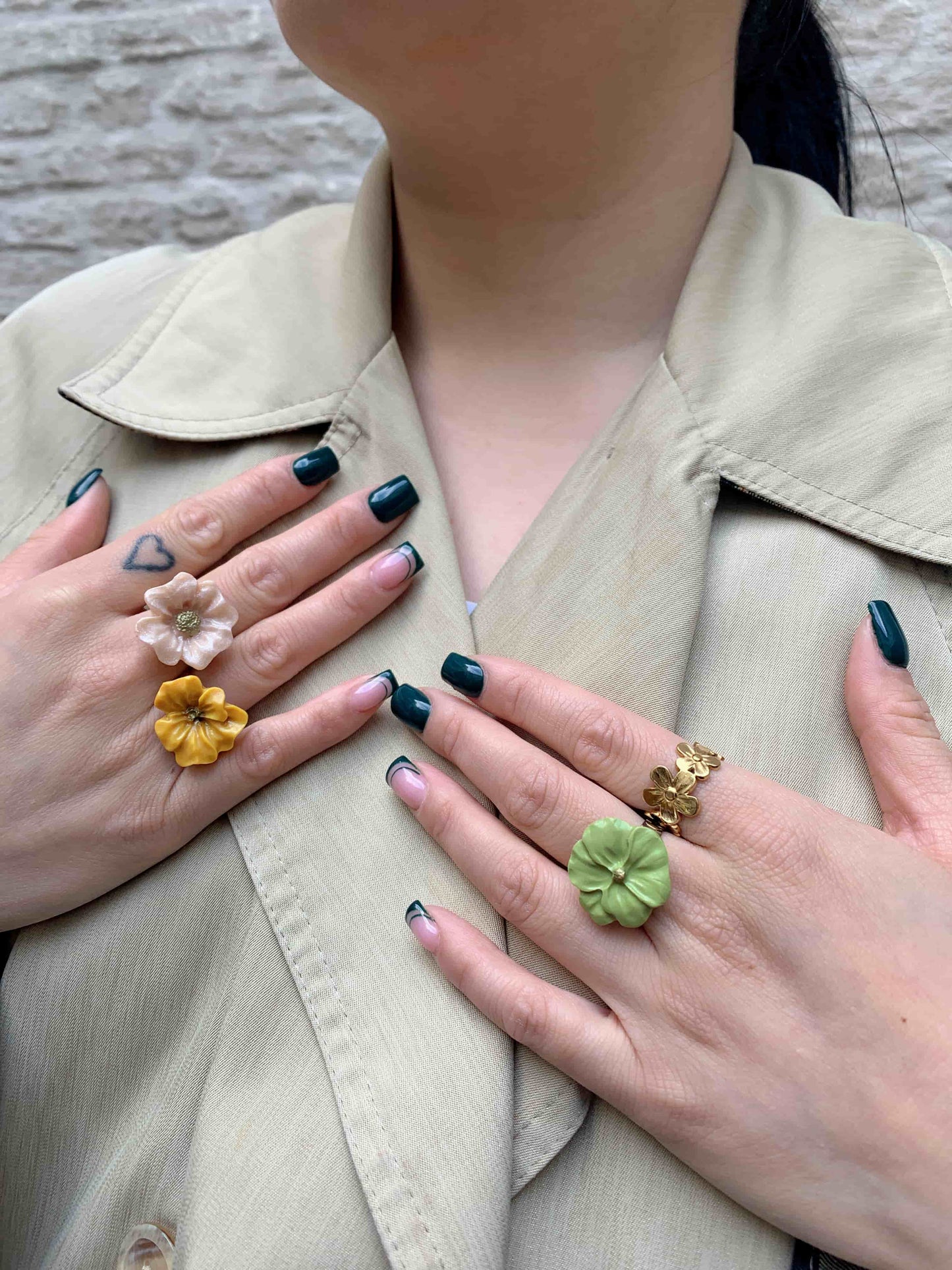 Flower Power ring (adjustable) - Poppy