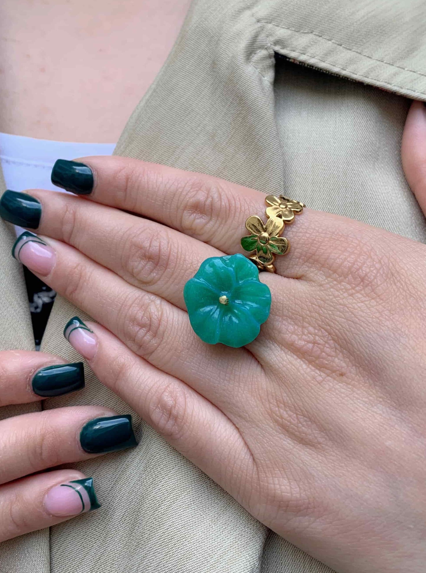 Flower Power ring (adjustable) - Poppy