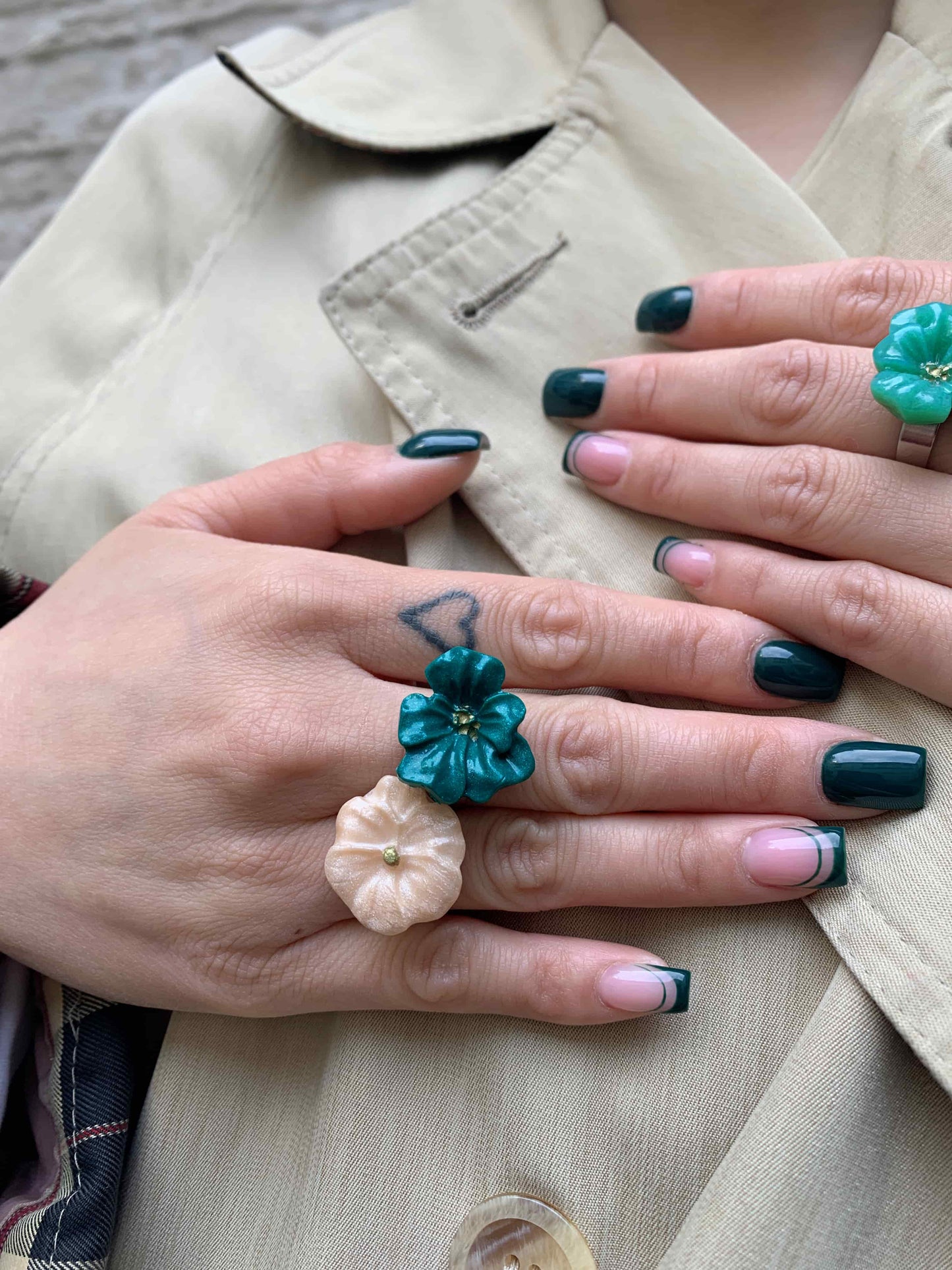 Flower Power ring (adjustable) - Poppy