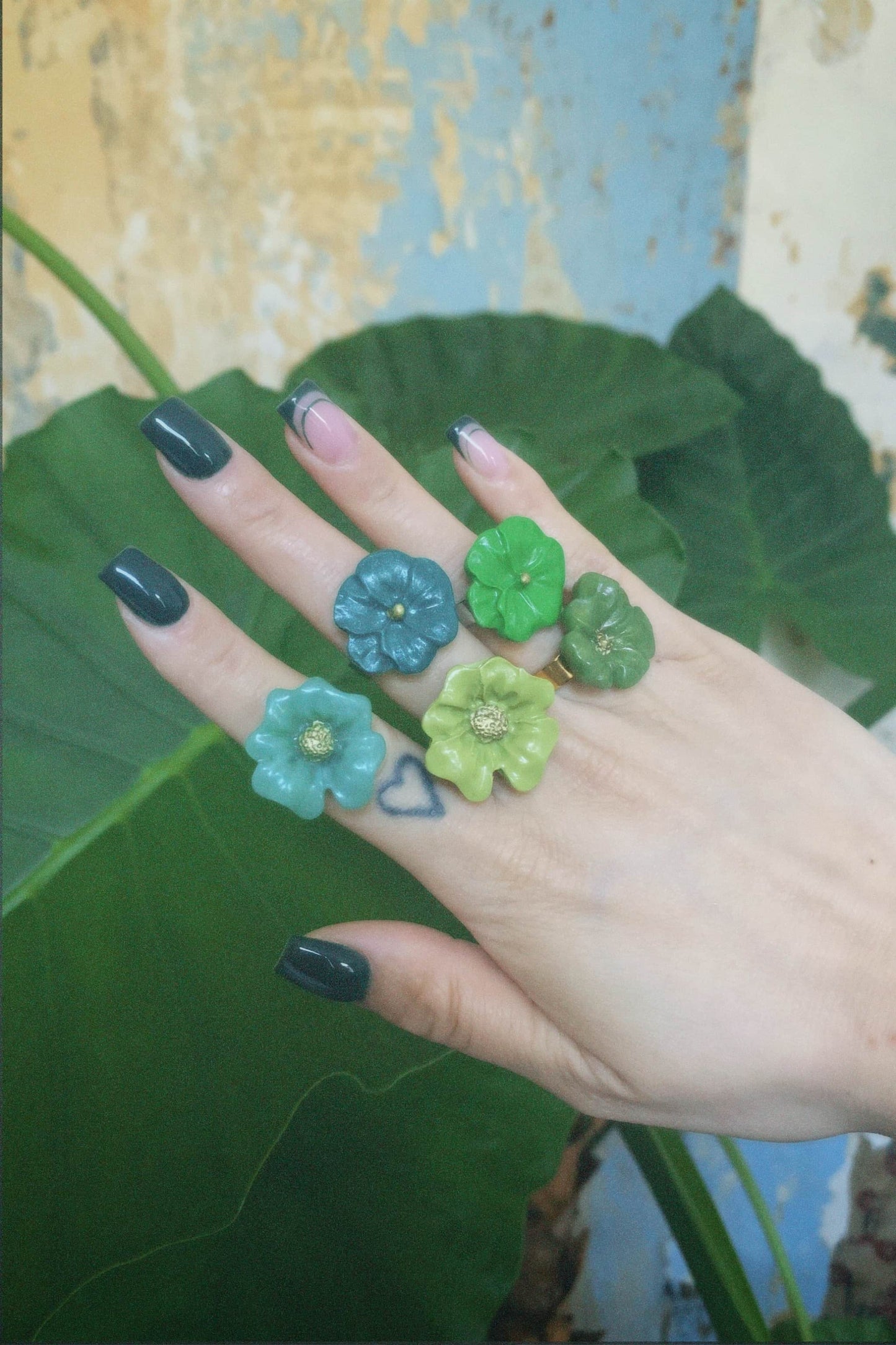Flower Power ring (adjustable) - Poppy