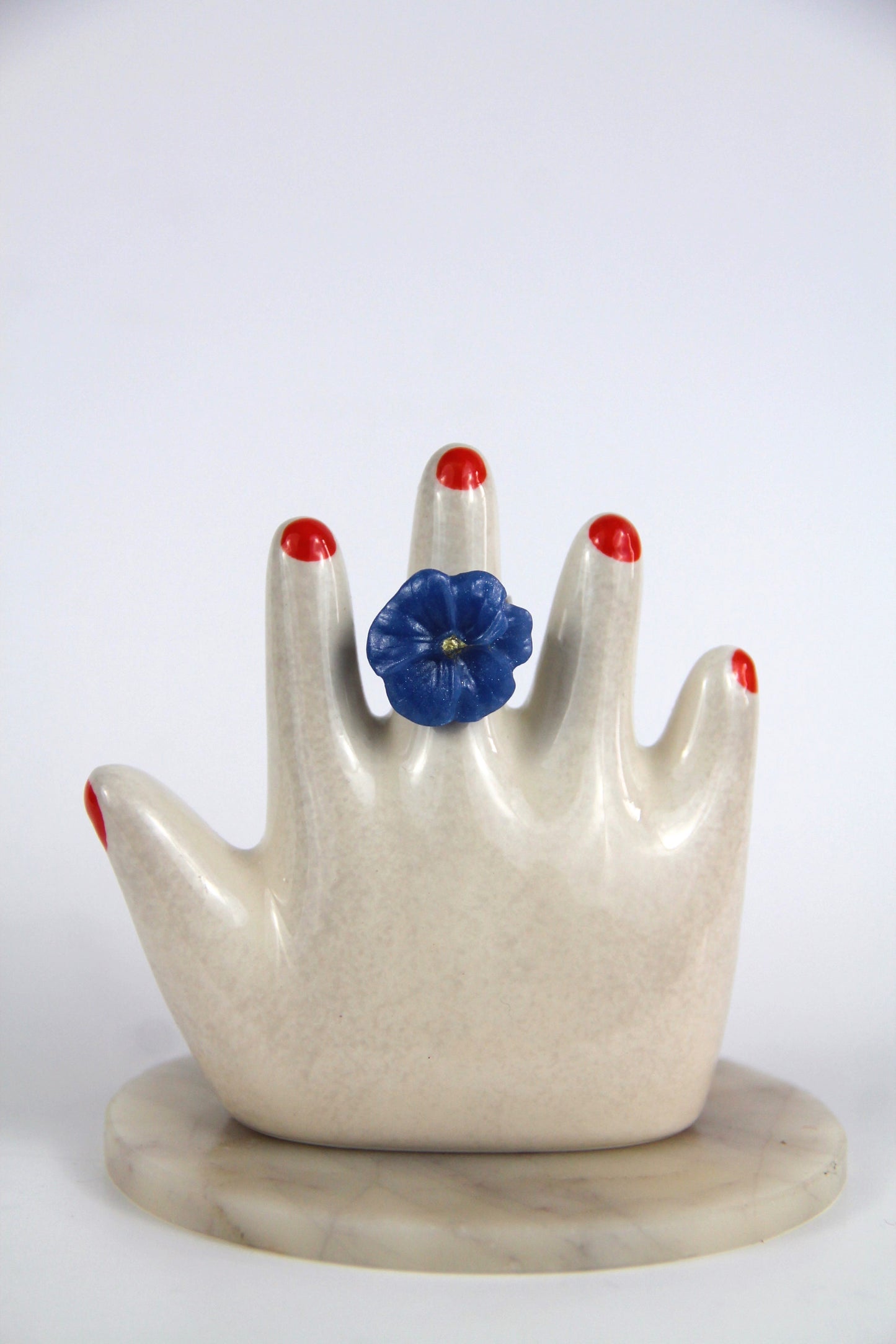 Flower Power ring - Poppy - Pearly blue