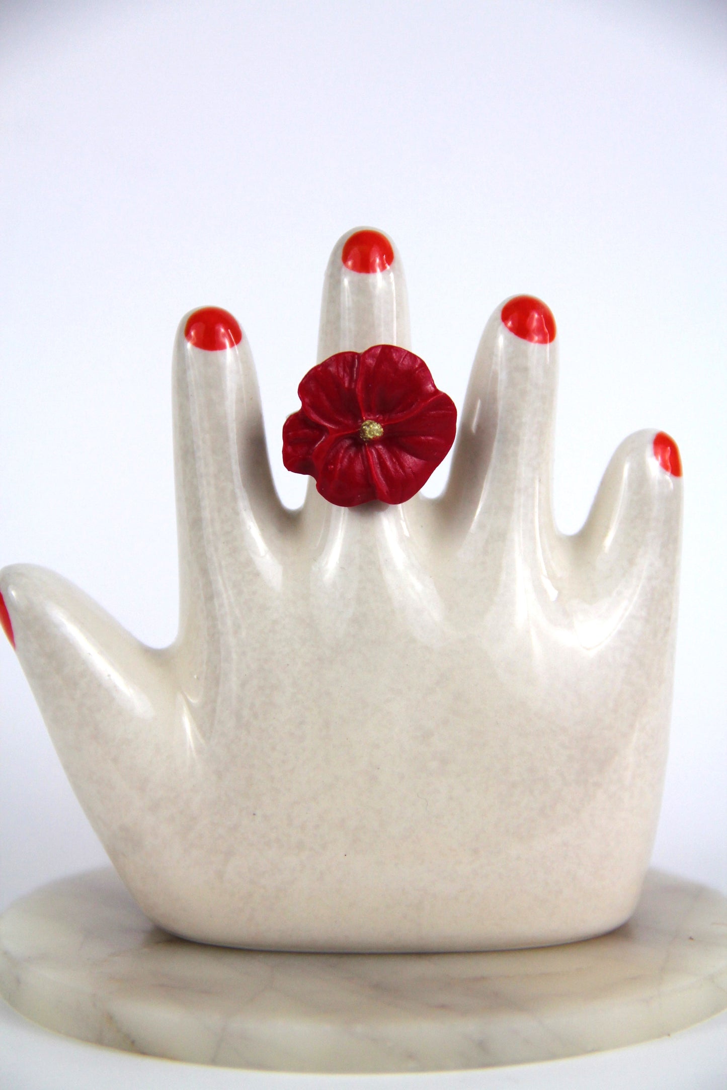 Flower Power ring (adjustable) - Poppy
