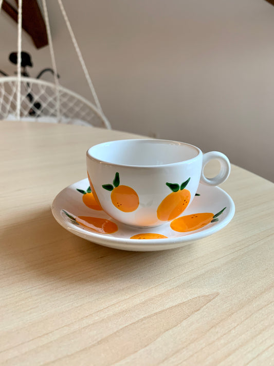 Porcelain FRUITY espresso mug and coaster set