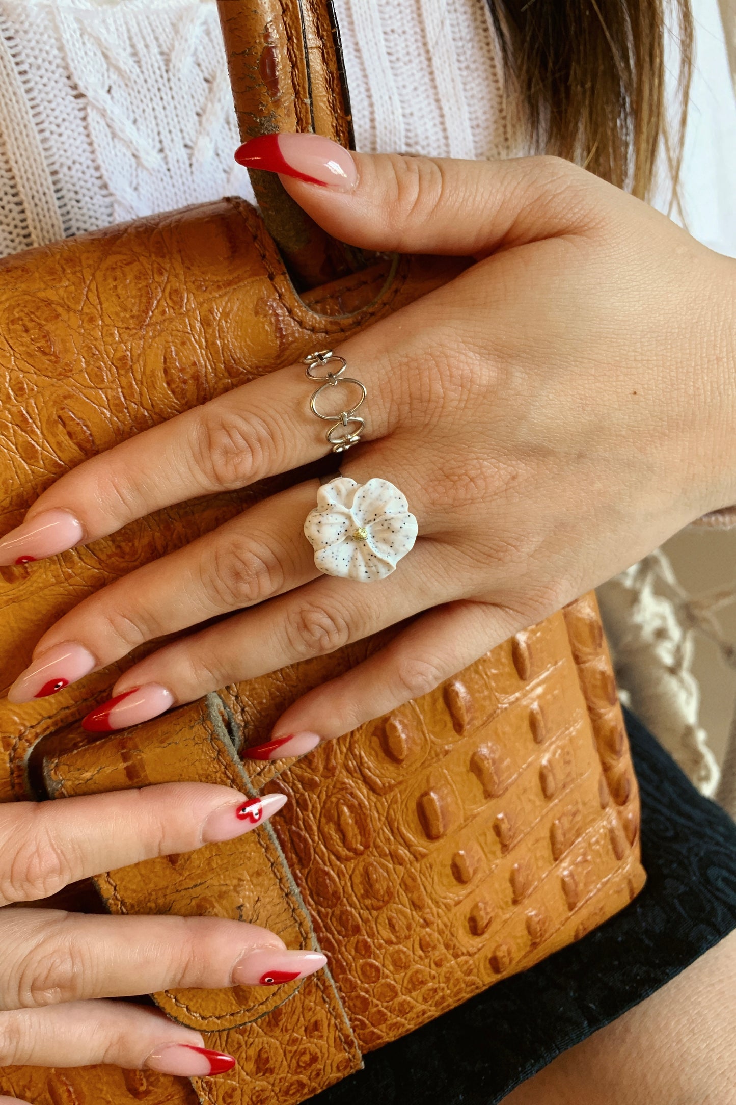 Flower Power ring (adjustable) - Poppy