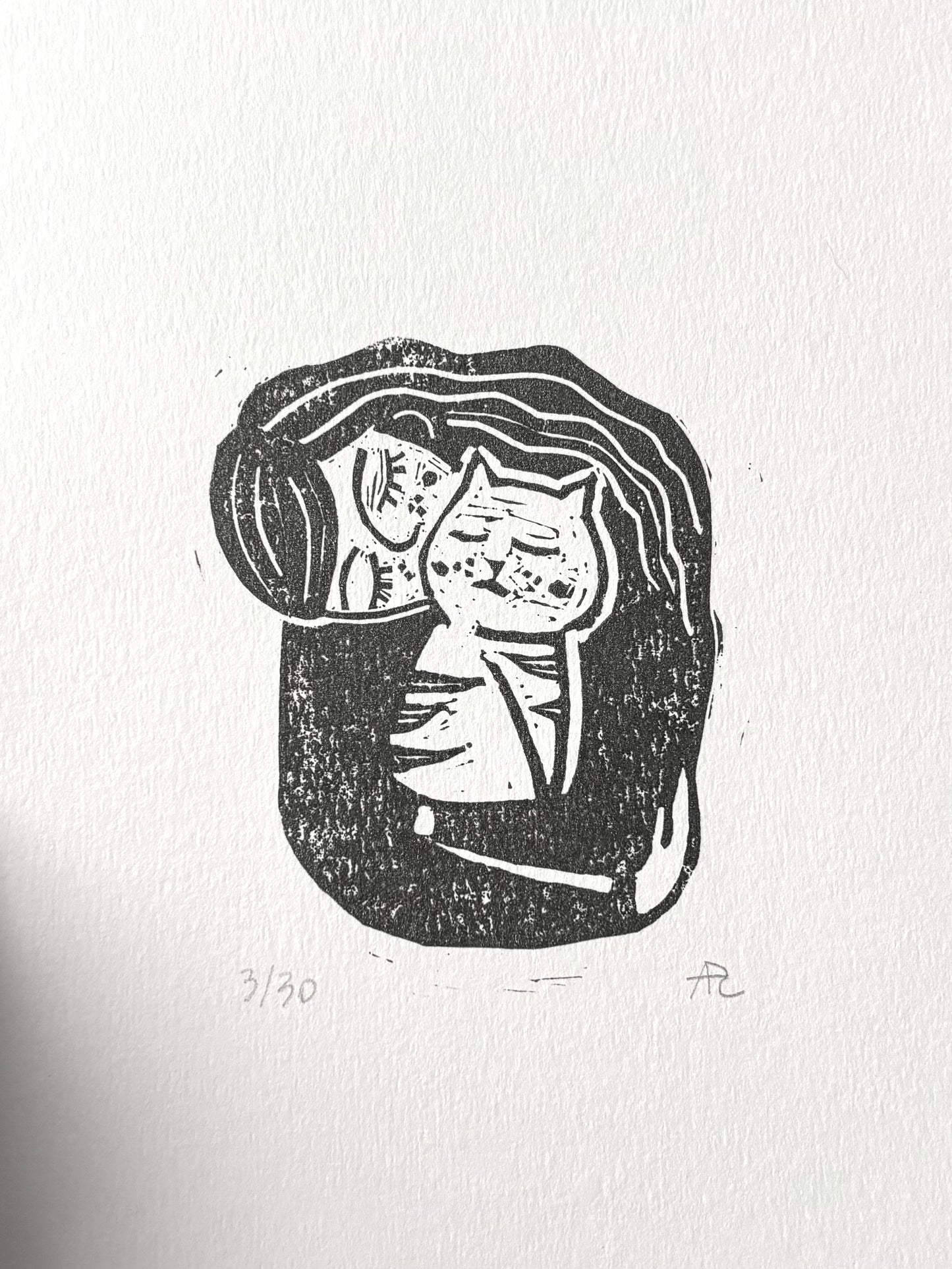 Lino art print - Cat woman