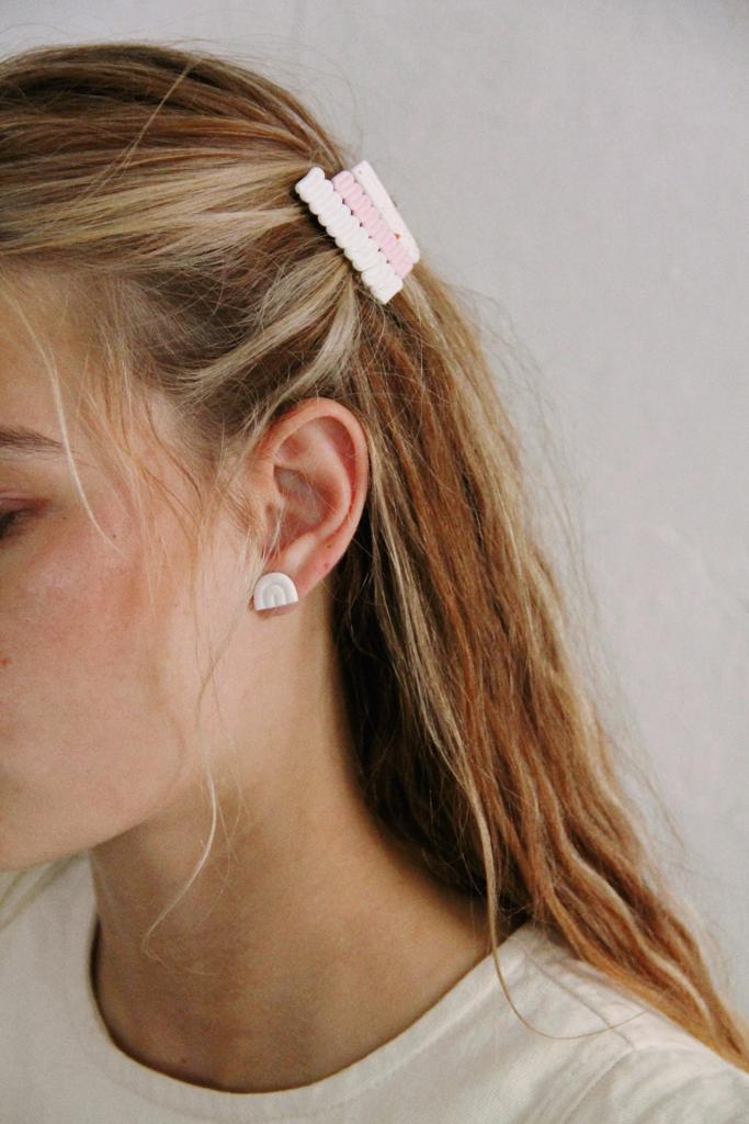 JANA stud earrings - White terrazzo