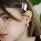 MIE stud earrings - Pink & Red