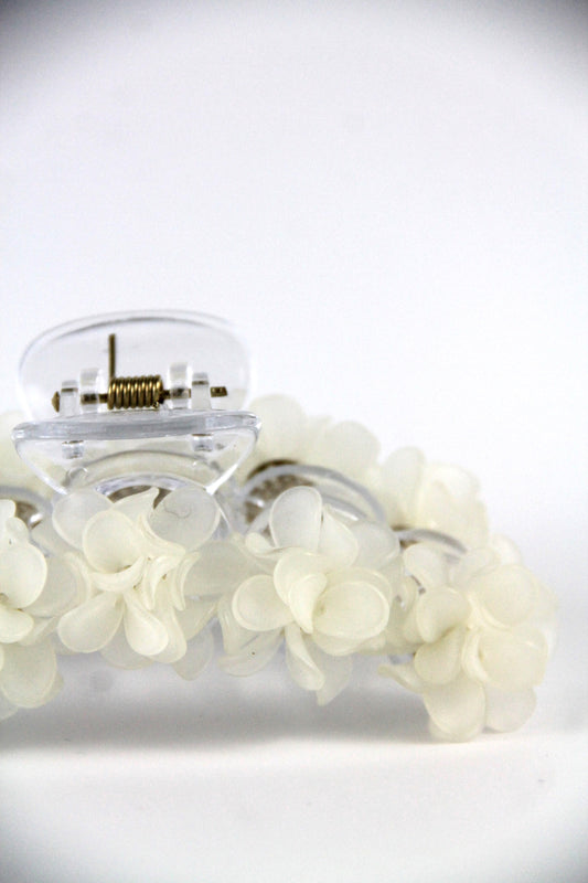 Big FLEUR flower hair claw - White