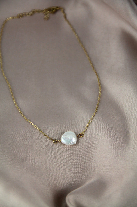 Freshwater pearl COIN necklace