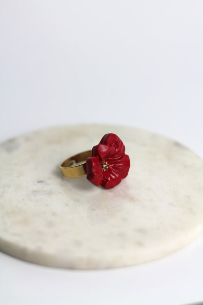 Flower Power ring - Buttercup - Red