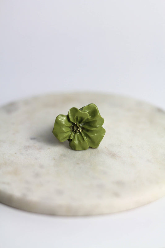 Flower Power ring - Buttercup - Olive green