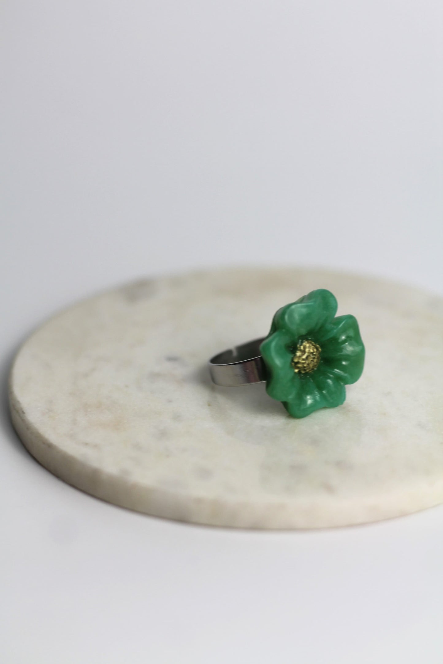 Flower Power ring - Fireweed - Jade green