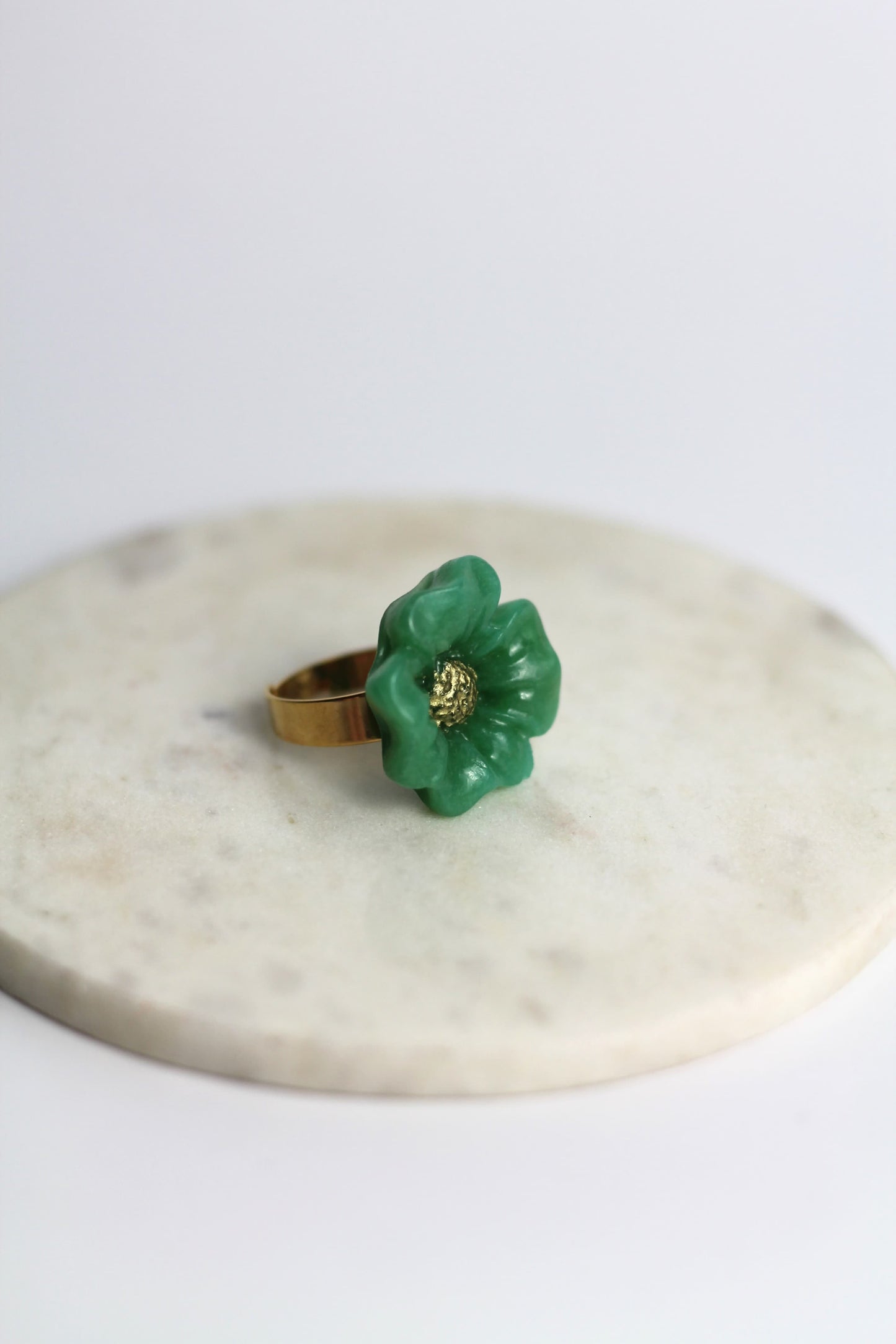 Flower Power ring - Fireweed - Jade green