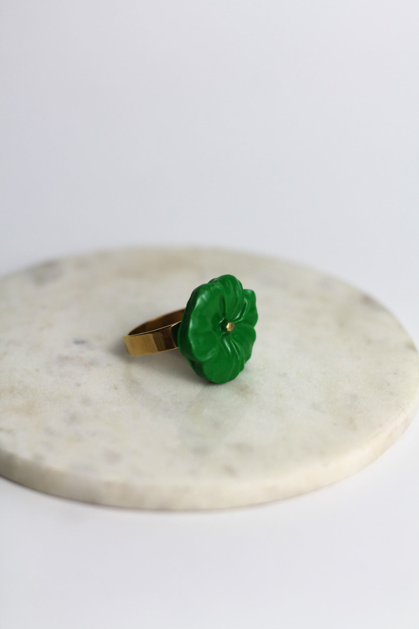 Flower Power ring - Poppy - Bright green