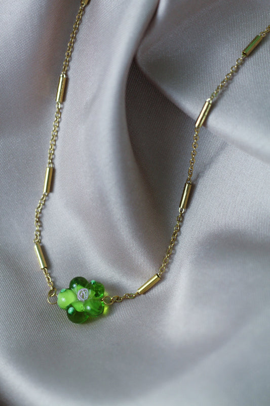 LILOU flower necklace - Green