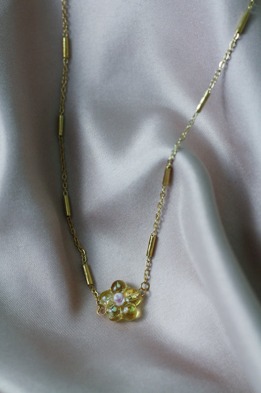LILOU flower necklace - Yellow