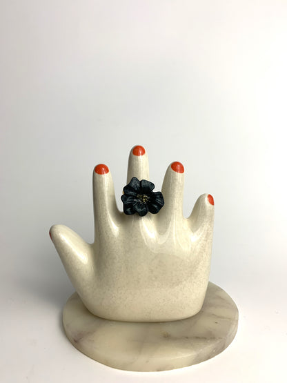 Flower Power ring - Buttercup - Pearly black