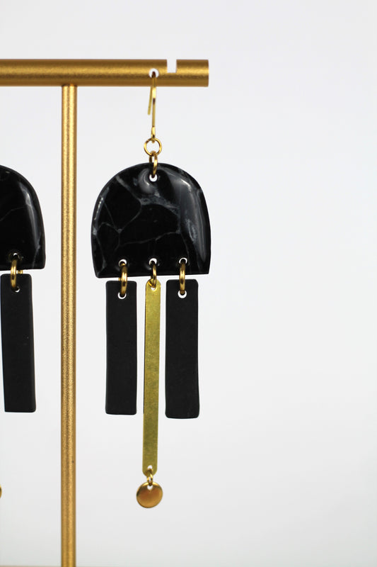 STELLAR earrings - Marbled black