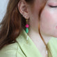 Freshwater pearl ELODIE earrings - Pink and Jade green