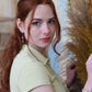Freshwater pearl ELODIE earrings - Pink and Jade green