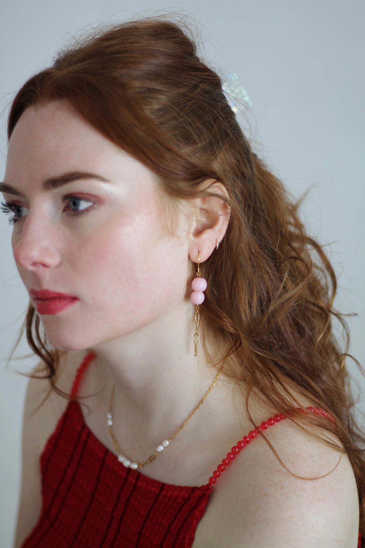AVA bead earrings - Pastel pink