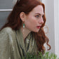 Freshwater pearl ELODIE earrings - Jade green and Pearly light blue