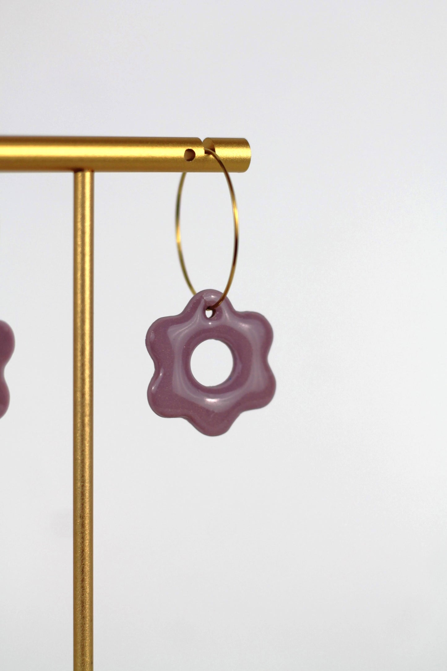 LOUISE flower earrings (charms) - Dark purple