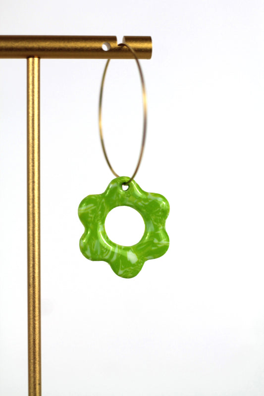 LOUISE flower earrings (charms) - Acid green