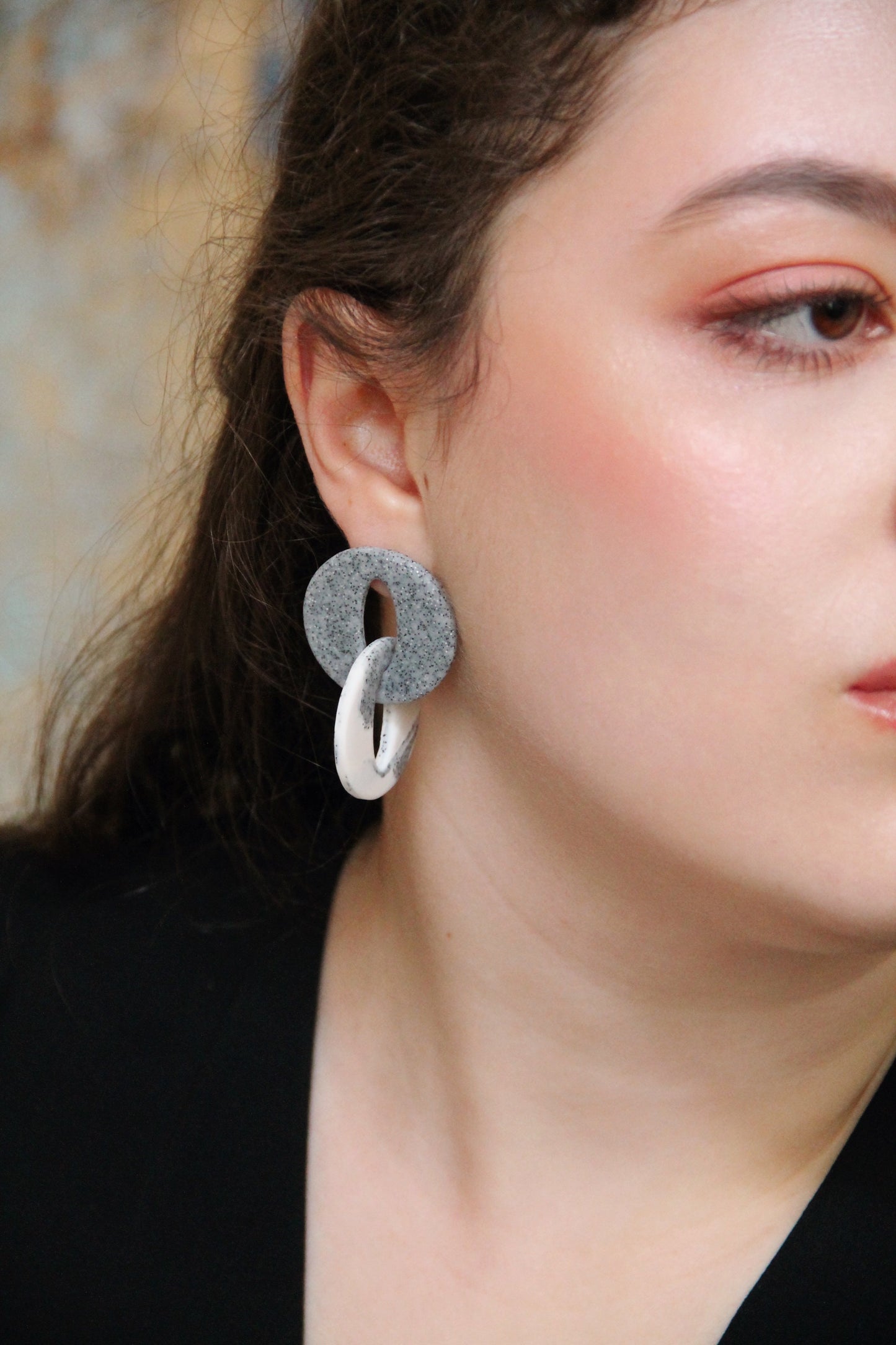 COSMOPOLITAN earrings - Speckled grey & Marble
