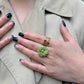 Flower Power ring - Buttercup - Olive green