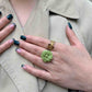 Flower Power ring - Poppy - Olive green