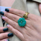 Flower Power ring - Poppy - Turquoise blue