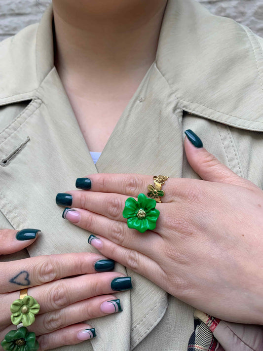 Flower Power ring - Fireweed - Bright green