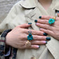 Flower Power ring - Buttercup - Petrol blue
