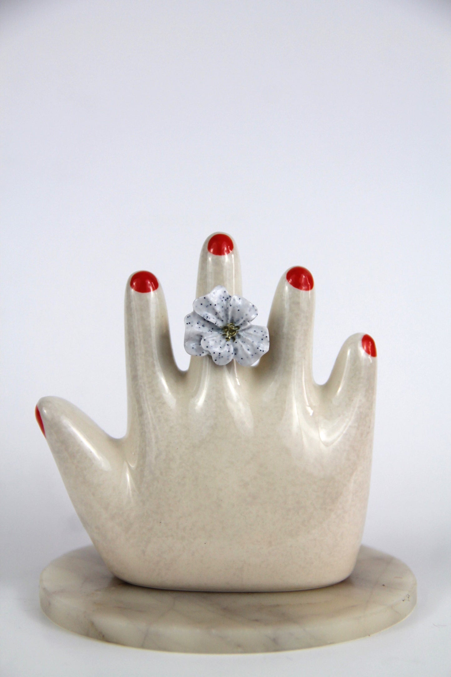 Flower Power ring - Buttercup - Speckled white