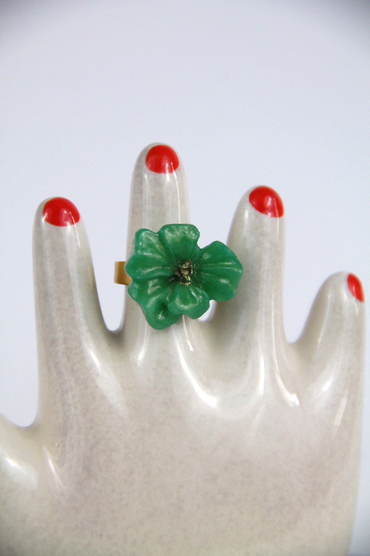 Flower Power ring - Buttercup - Jade green