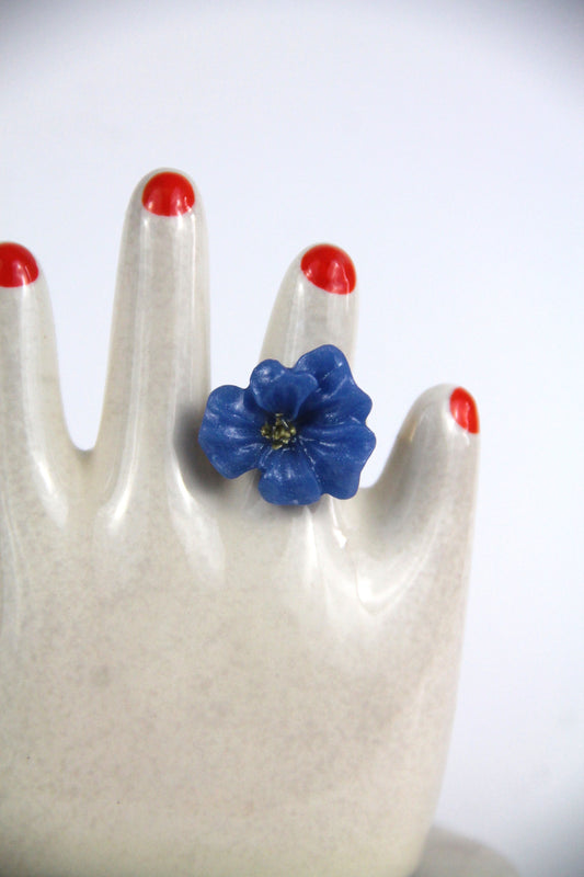 Flower Power ring - Buttercup - Pearly blue