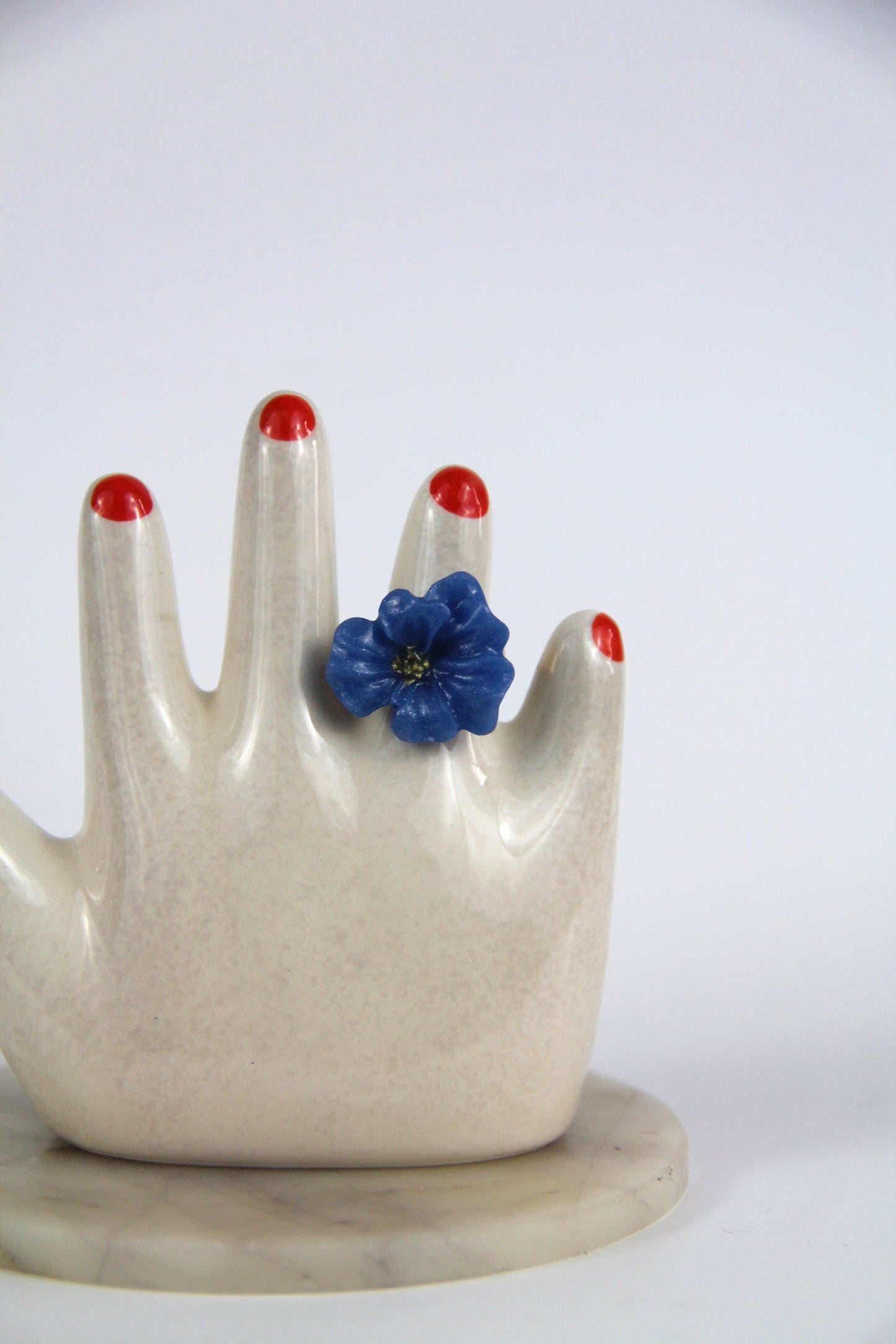 Flower Power ring - Buttercup - Pearly blue