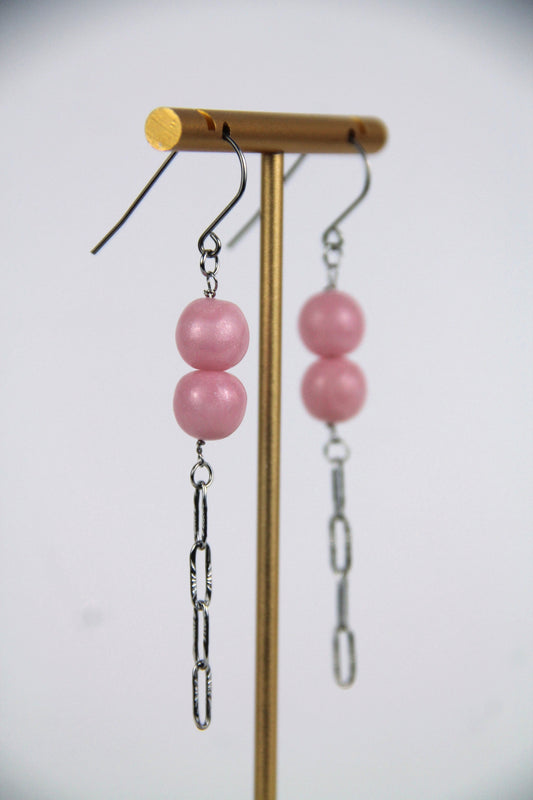 AVA bead earrings - Pastel pink