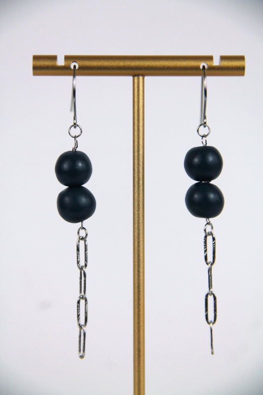 AVA bead earrings - Dark blue