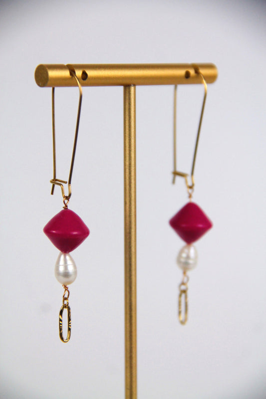 Freshwater pearl ODETTE earrings - Pink