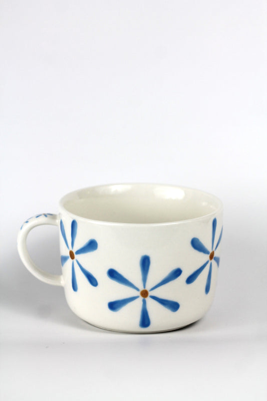 Porcelain FLOWER cappuccino mug - Blue