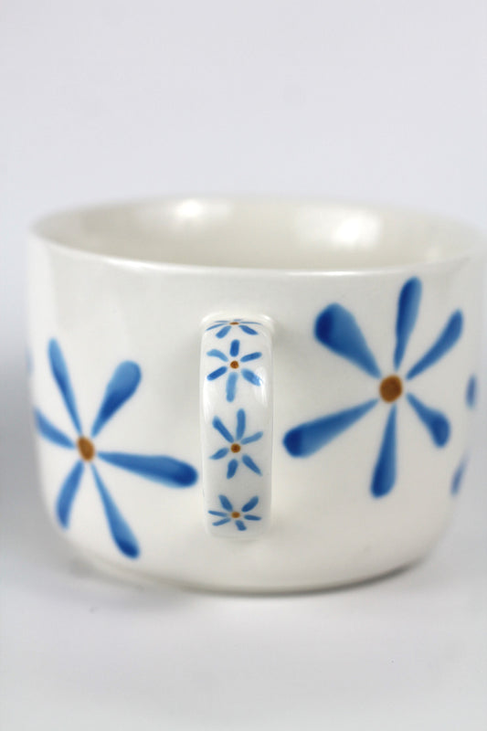 Porcelain FLOWER cappuccino mug - Blue