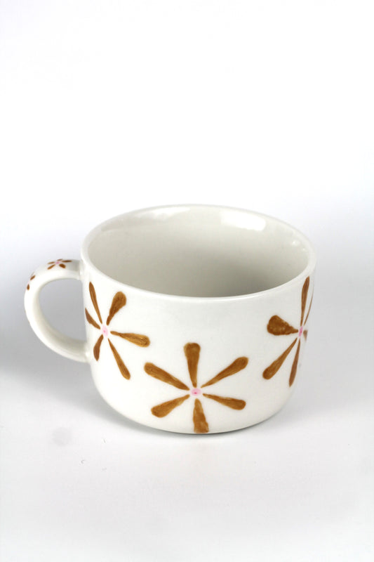 Porcelain FLOWER cappuccino mug - Gold