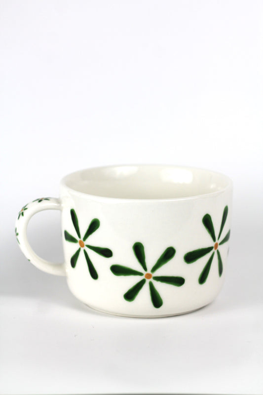 Porcelain FLOWER cappuccino mug - Green