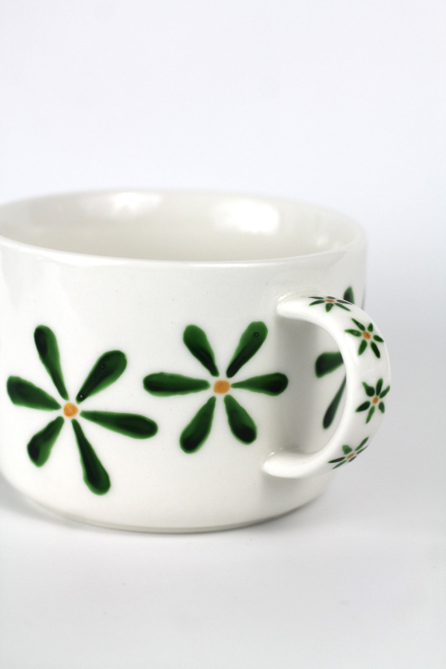 Porcelain FLOWER cappuccino mug - Green