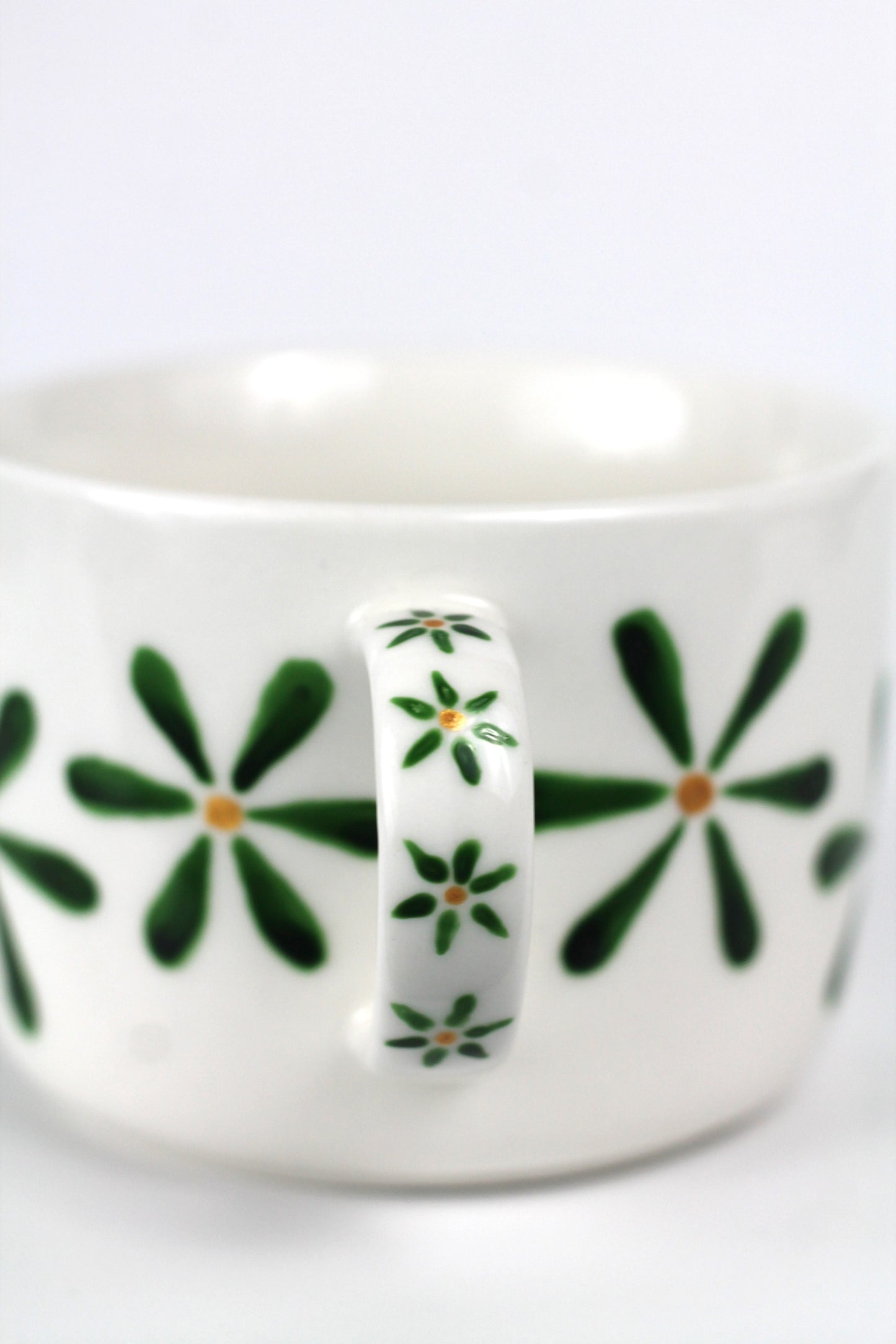 Porcelain FLOWER cappuccino mug - Green